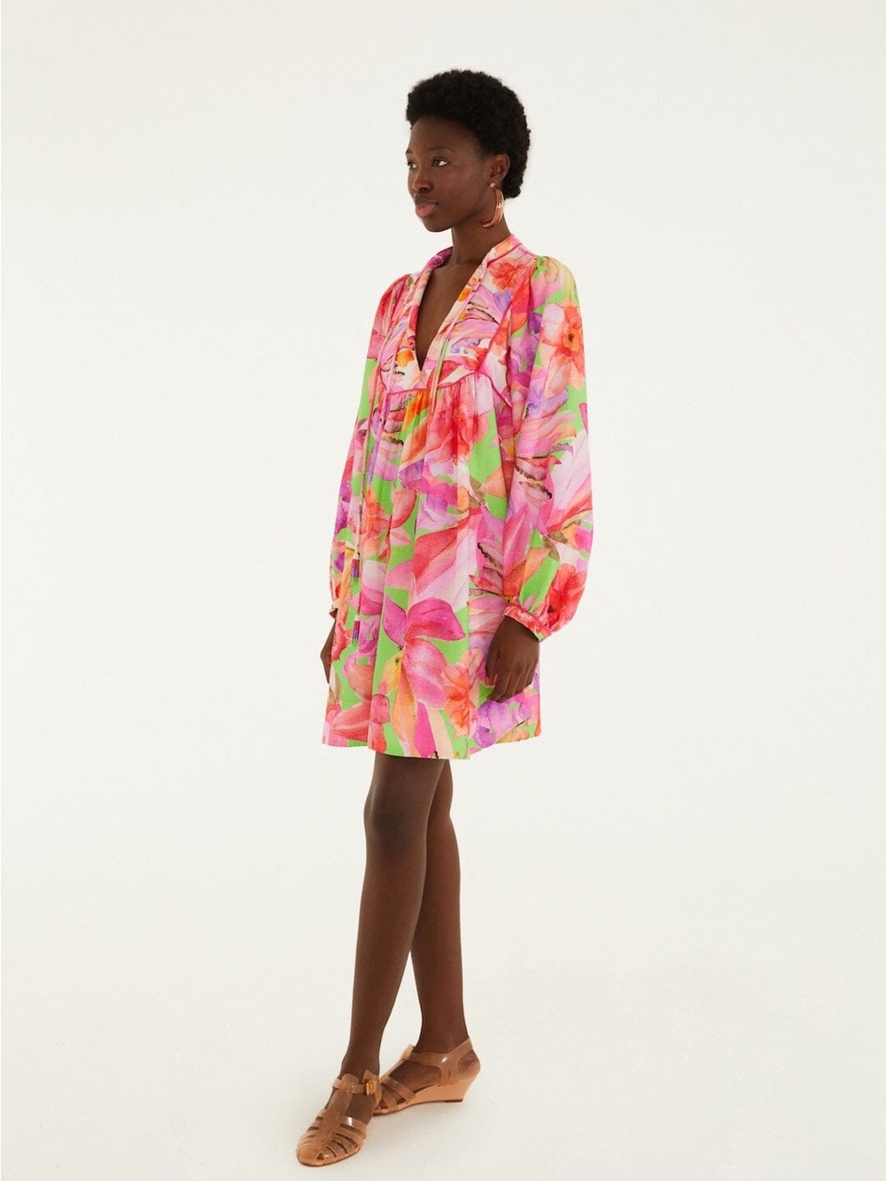 NWT! FARM Rio - Multicolor Artsy Flora Mini Dress - Artsy Flora Green - Small